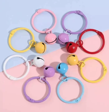 Creative Colorful Mini Bell Keychain - Candy-Colored Round Bag Charm DIY Pendant with High-End Ring