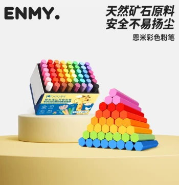 Enmi Colored Dust-Free Chalk for Kids, Blackboard, Home, and Teaching, Washable Red and White, Vibrant Colors, Multi-Color Set, Cake Set for Kindergartens and Elementary Schools