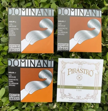 Austrian Thomastik-Infeld Dominant Violin Strings with Gold E String (Larsen E Compatible)