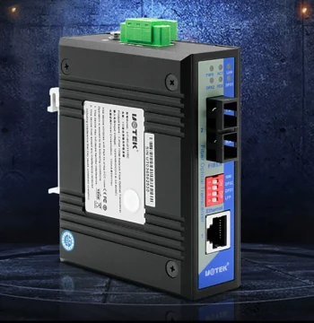 Yutai UT-60-D1T1SC Media Converter - 1 Fiber + 1 Ethernet Port Industrial Switch, 100Mbps RJ45 to Fiber Converter, DIN Rail Mount