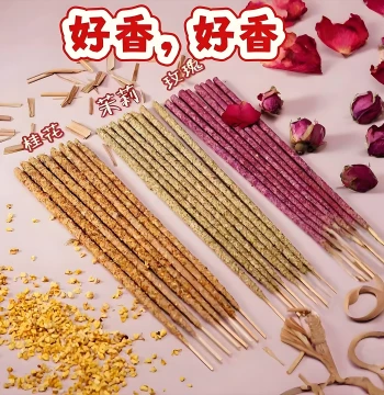 Hand-Rolled Natural Petal Incense, Rose, Argentine and Peruvian Palo Santo, Long-Lasting Aroma for Bedroom and Study