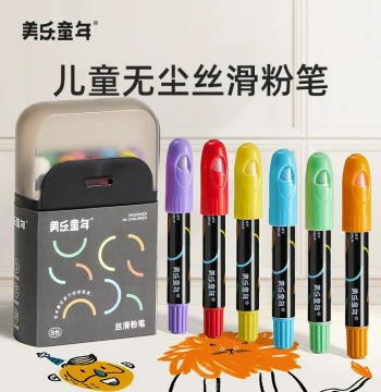 Meile Childhood Colorful Silky Chalk - Dust-Free, Non-Toxic, Vibrant Colors, Water-Soluble Whiteboard Chalk for Home/Teaching/Kindergarten, Erasable & Washable Paste Formula for Blackboards