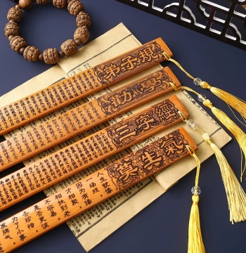 Classic Bamboo Ruler for Teaching and Discipline - Home Use, Female Teacher Special, Thickened Bamboo Stick for Three-Character Classic, Disciple Rules, Exhortation to Learning, Don't Get Angry, National Studies, Hundred Family Surnames, and Family Precep