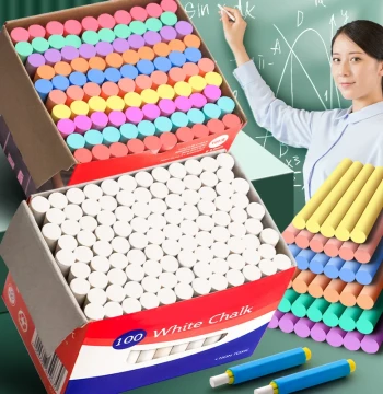 Colored Chalk Multi-color Children's Dust-free Drawing Board Blackboard Teacher Special Kindergarten Home Teaching No Dust White Hexagonal Water-soluble Bright Student Chalk Sets Clips Wholesale