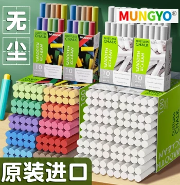 Korea Imported MUNGYO Ally Dust-Free Chalk, Non-Toxic Teacher-Specific Colored Chalk for Home and School Teaching, Kids' Clean-Hand White Chalk, Premium Blackboard Writing, Vibrant, Dust-Free, Water-Soluble