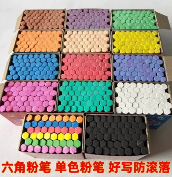 Hexagonal Dust-Free Colored Chalk, White Chalk, Single-Color Chalk, Bulk Red, Blue, Yellow, Green