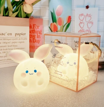 Rabbit Night Light, Cute Cartoon Bedroom Atmosphere Lamp, Kids' Birthday Gift for Girls, New Year Present or Souvenir