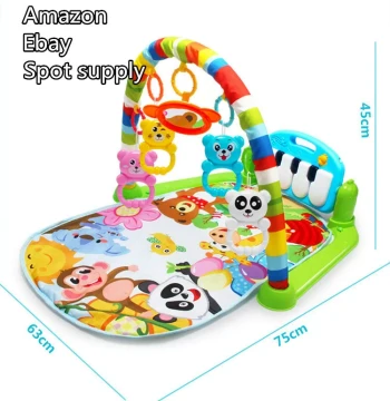 Infant Round Musical Kick Piano Gym Activity Mat 0-12 Months Crawling Pad Amazon Cross-Border Toy