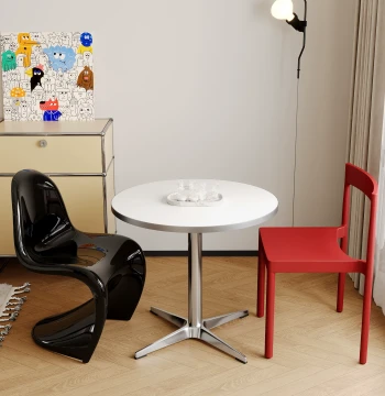 Convenience Store Leisure Small Table and Chairs Internet-Famous Dessert Milk Tea Shop Sugar Water Stall Small Round Table Cafe Negotiation One Table Two Chairs