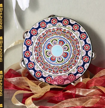 Dunhuang Flying Apsaras Hand Drum Xinjiang Uyghur Tambourine Hanfu Photo Prop Ribbon Drum Tang Drum Dance Instrument