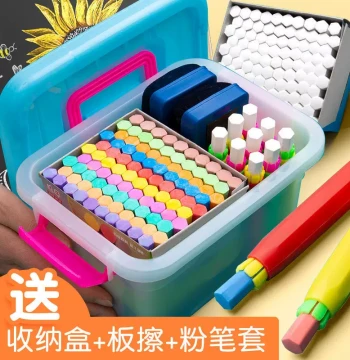 Dust-Free Colored Chalk for Children and Teachers - Easy-Erase Vibrant Chalk for Home, Kindergarten Drawing Boards, Blackboards, and Training Classes (Round and Hexagonal White)