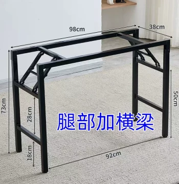 Folding Table Frame Long Bar Table Stand Double/Single Layer Iron Leg with Crossbar