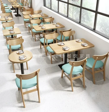 Restaurant Table and Chair Combination Commercial Catering Fast Food Milk Tea Shop School Staff Canteen Tables and Chairs Customizable Source Factory