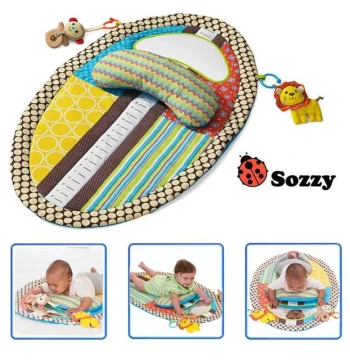 Baby Play Mat Multi-functional Crawling Mat Tummy Time Practice 0-12 Months Newborn Teether Pillow with Music