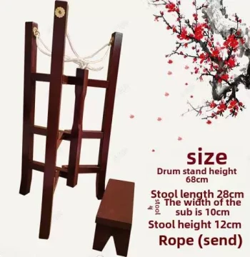 High-Pitch Scripture Drum Stand Foldable Portable Rubber Wood Solid Wood Premium Scripture Drum Stand