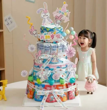 Kids' Snack Birthday Cake Model – Creative DIY Foam Cake Kit with 4 Layers