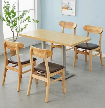 Solid Wood Commercial Dining Chairs and Tables Set for Noodle Shops, Snack Bars, Bubble Tea, Burger Joints, Malatang, and Breakfast Restaurants