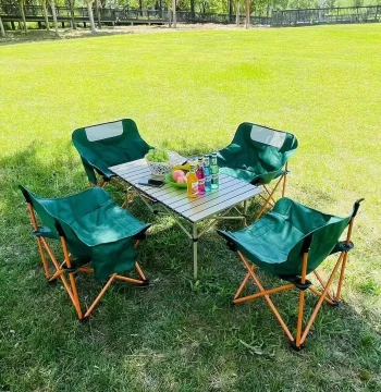 Leisure Moon Chair for Outdoor Camping, Picnic, and Excursions, Foldable and Portable Table and Chair Set with Easy Storage