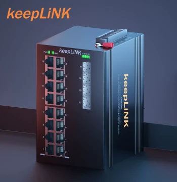 keepLINK Youlian Ring Network Managed Industrial Switch, 4 Fiber + 16 Copper Gigabit DIN-Rail KP-9000-75-4GX16GT