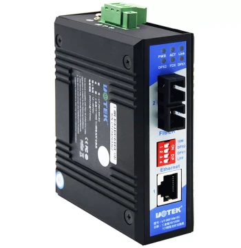 Yutai UT-2601 Industrial 1-Fiber 1-Ethernet Media Converter, 100Mbps Optical Transceiver