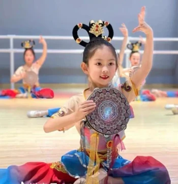 Children's Performance Hand Drum for June 1st Rehearsals - Classical Dance Stage Tambourine, Dunhuang Flying Apsaras Style