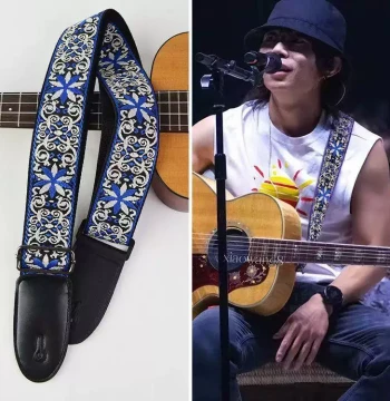 Zhao Lei Style Guitar Strap – Extra-Wide Embroidered Strap for Electric Guitars and Basses, Unisex Design