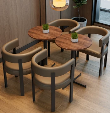 Cotti Coffee Shop Table and Chair Set, Leisure Tea Table, Small Round Designer Dining Table, Milk Tea Shop Sofa Chair with Backrest
