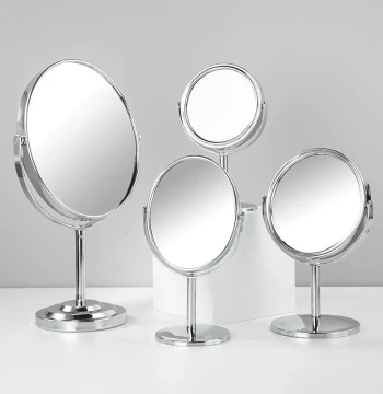 360° Rotating HD Double-Sided Vanity Mirror - Normal and Magnified Views for Dorm Use