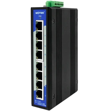 Yutai UT-6408 Industrial Ethernet Switch 8-Port Unmanaged Switcher 8-Port 100Mbps Converter DIN Rail Mount Wide Voltage Network Splitter 100M Port Hub