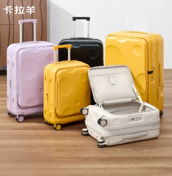 Carany Cheese Large-Compartment Front-Opening Expandable 20" Carry-On Pure PC 24" Travel Suitcase for Women