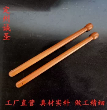 Ethnic Waist Drum Sticks, Jujube Wood Waist Hammers, Enlarged Extended Drumsticks, Red Solid Wood 26cm with Silk Ribbon, Wooden
