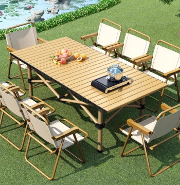 Portable Folding Camping Table - Rectangular Egg Roll Style for Night Markets and Outdoors