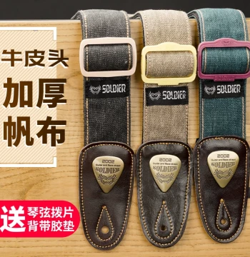Soldier Classic Guitar Strap for Men and Women, Folk, Bass, Acoustic, and Electric Guitars, Shoulder Strap with Crossbody Design
