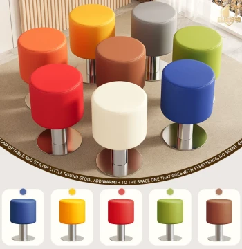 Milk Tea Shop Table and Chair Set Leather Catering Fast Food Shop Stool Round Stool Burger Stool KFC Low Stool Winter Melon Shop