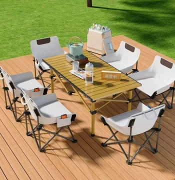 Outdoor Folding Table for Street Vendors, Portable Camping and Picnic Table Set with Chairs for Home and Outdoor Use