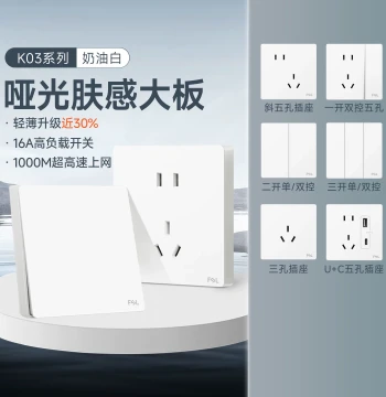 Wall-Mounted Switch and Socket Panel, 16A AC, Type 86, One-Gang Five-Hole