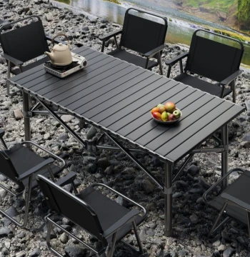 Camping Folding Table Set - Portable Egg Roll Style for BBQ and Night Market Stalls