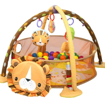 Jisu Multifunctional Baby Waterproof Ocean Play Mat with Fence - Crawling Pad with Gym Frame for Infant Development
