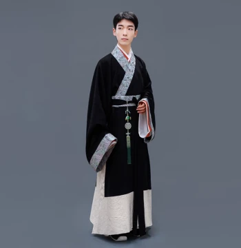 Men's Hanfu Robe Qin-Han Style Straight-Hem Traditional Dress