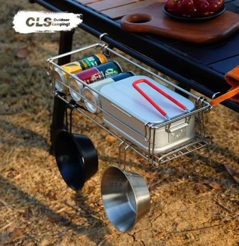 CLS Outdoor Aluminum Table Side Hanging Net, IGT Table Expansion Bracket, Storage Rack, Folding Table Extension Hanging Basket, Foldable Hanging Frame