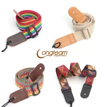 Langtin Leather-Head Ukulele Strap (Cotton/Linen Blend for Small Guitars with Tail Pin)