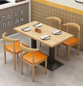 Commercial Rectangular Dining Table for Milk Tea Shops, Restaurants, Noodle Houses, Malatang, Breakfast, and Snack Bars