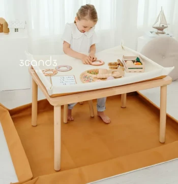 Kids Play Mat: Early Education Sensory Pad, Waterproof Wipeable PU Leather Crawling Mat, Foldable with Activity Table and Pegboard