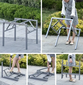 Square Iron Table Frame Dining Table Legs Foldable Metal Stand