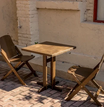 Mid-Century Modern Coffee Table - Rustic Solid Wood Square Table for Cafes and Restaurants
