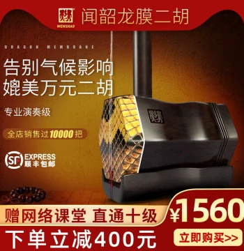 Wenshao Ebony Erhu Instrument for Adult Professional Performance, High Volume, Dragon Membrane Huqin, Direct from Suzhou Manufacturer with Accessories