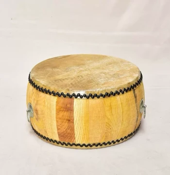 Authentic Yellow Cowhide Large Drum, Toona Wood Raw Finish War Drum, Natural Wood Temple Drum, Taoist Ritual Drum, Cowhide Drum