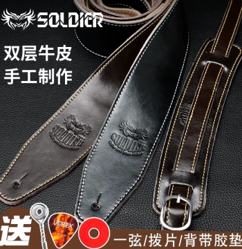 Soldier Genuine Leather Guitar Strap for Acoustic, Bass, and Electric Guitars, Universal Shoulder Strap
