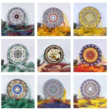Uyghur Hand Drum for Children - Traditional Dance Stage Performance Prop, Dunhuang Flying Apsaras Style Bell Drum with Tang Dynasty Aesthetics