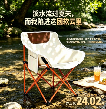 Portable Folding Moon Chair for Outdoor Camping, Fishing, Picnics, BBQ, and Home Balcony Use (High Load Capacity)